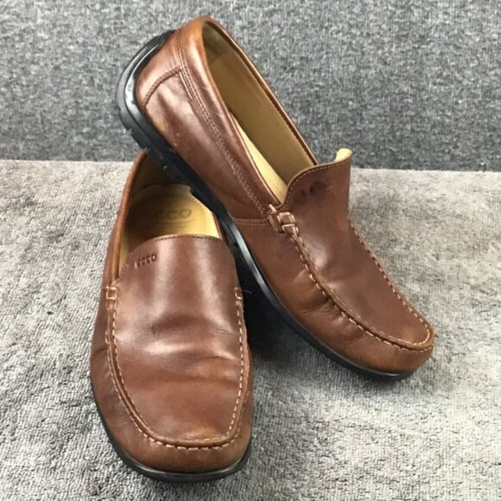 Ecco Leather‎ Slip On Flats Loafers Men's EU 43 Brown